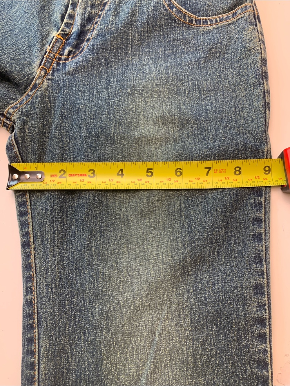 Moda Vintage Blue Denim Flare Jeans with Embroidered Hem Size 27 - Picture 9 of 14